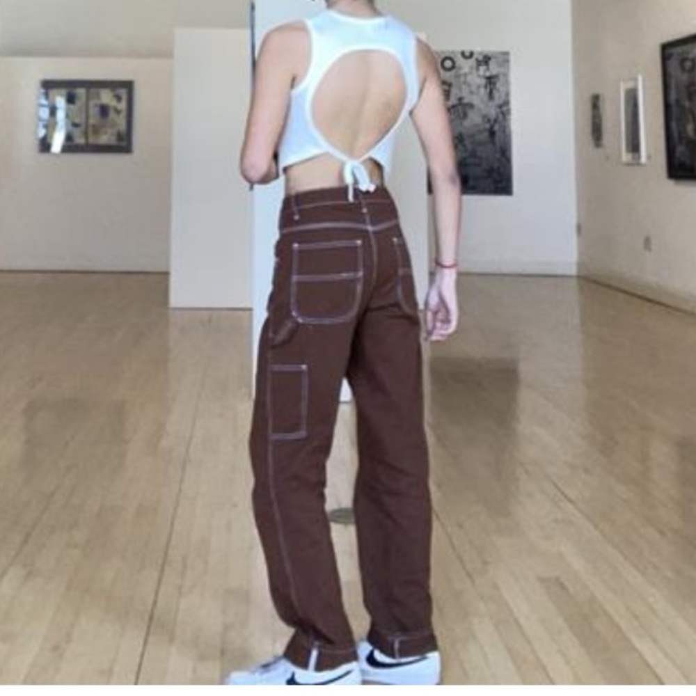 Dickies Y2K baggy carpenter cargo pant NWT size 0/24 contrast stitching - Picture 11 of 12